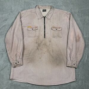 Prison Blues Men XL Big Tall Hickory Stripe Work 1/4 Zip Utility Shirt Grunge